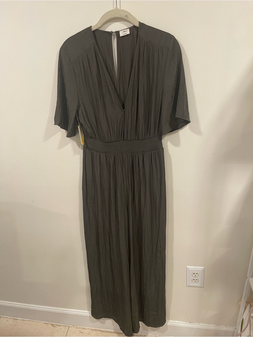 Wilfred Olive Maxi jumpsuit with Smocked Waist